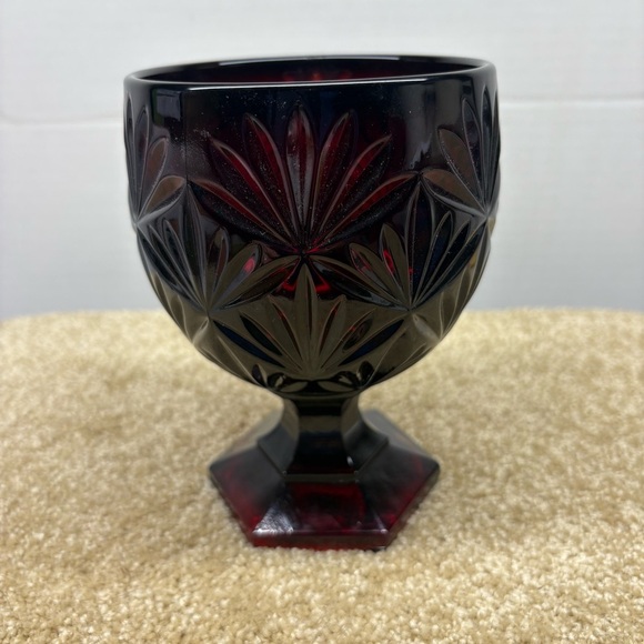 Ruby Red Cranberry Heavy Glass Candy Dish Chalice Compote Goblet Luminarc France - Picture 1 of 4